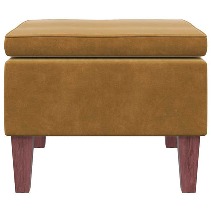 Footstool with Brown Wooden Legs in Velvet