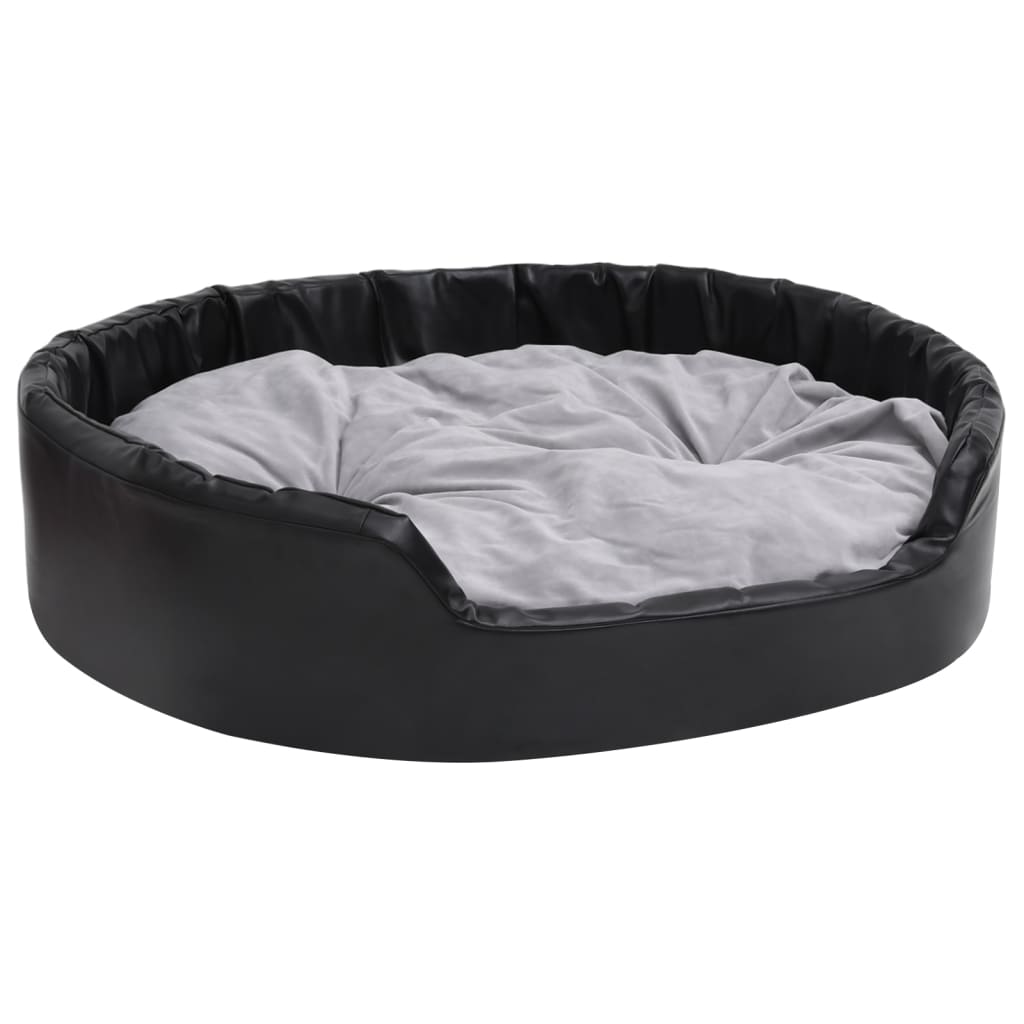 Lettino per Cani Nero e Grigio 99x89x21 cm Peluche e Similpelle - homemem39