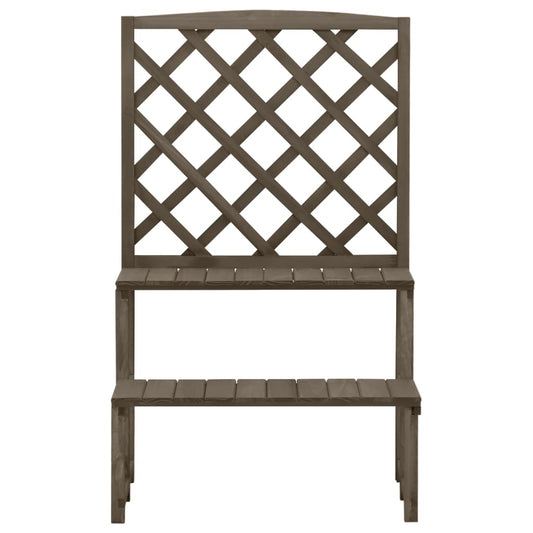 Fioriera con Traliccio Grigio 70x42x115 cm in Massello di Abete - homemem39