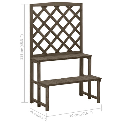 Fioriera con Traliccio Grigio 70x42x115 cm in Massello di Abete - homemem39