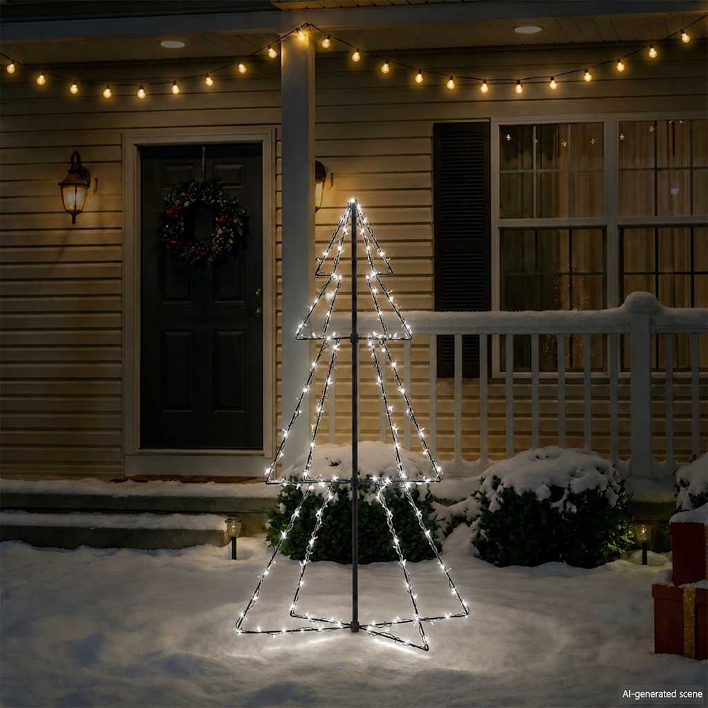 Albero di Natale a Cono 160 LED per Interni Esterni 78x120 cm