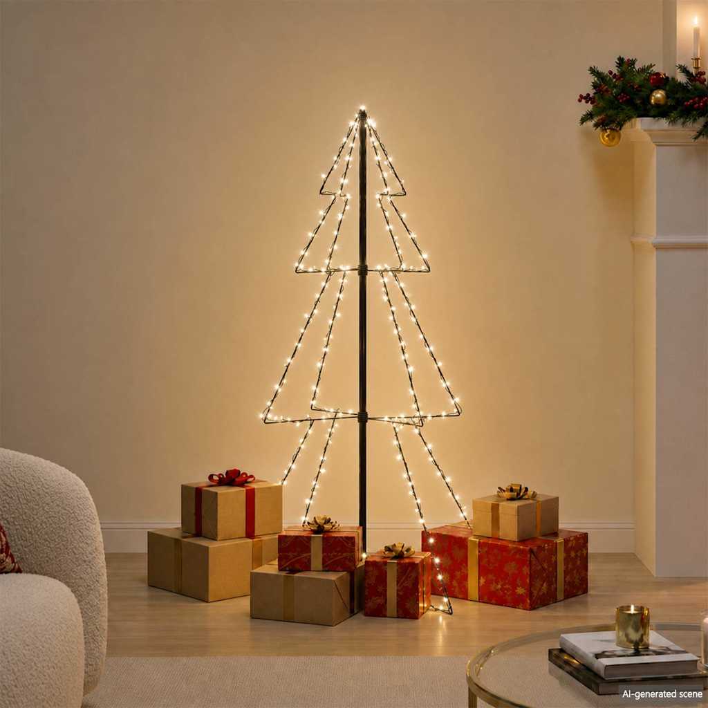 Albero di Natale a Cono 160 LED per Interni Esterni 78x120 cm