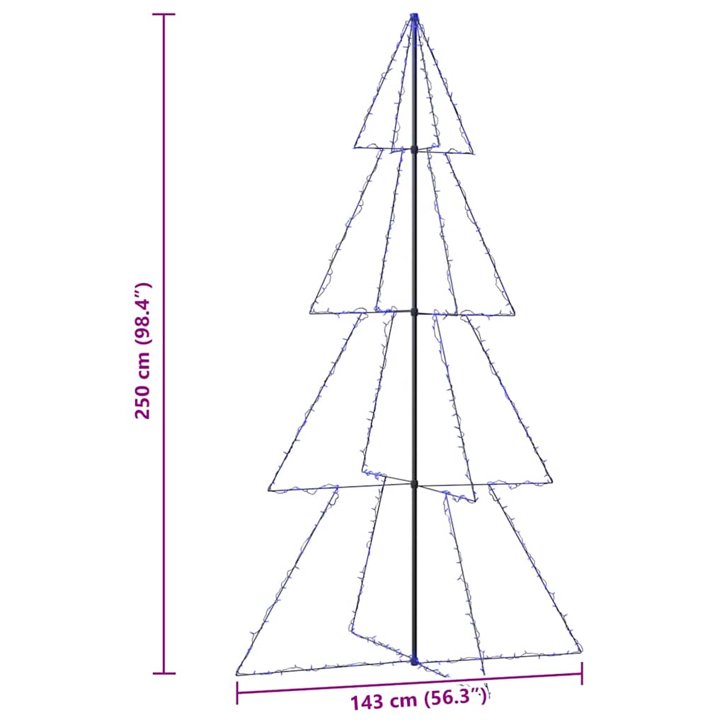 Albero di Natale a Cono 360 LED per Interni Esterni 143x250 cm