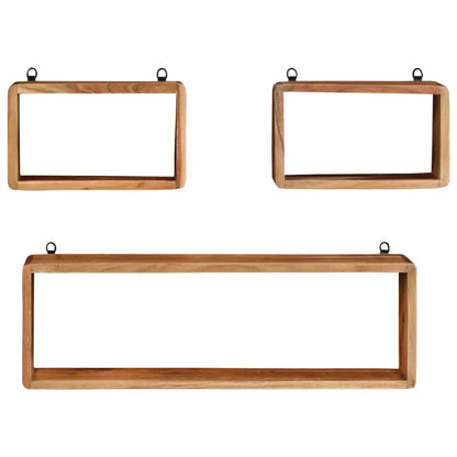 Set Mensole Cubiche da Parete 3 pz in Legno Massello di Acacia | homemem39