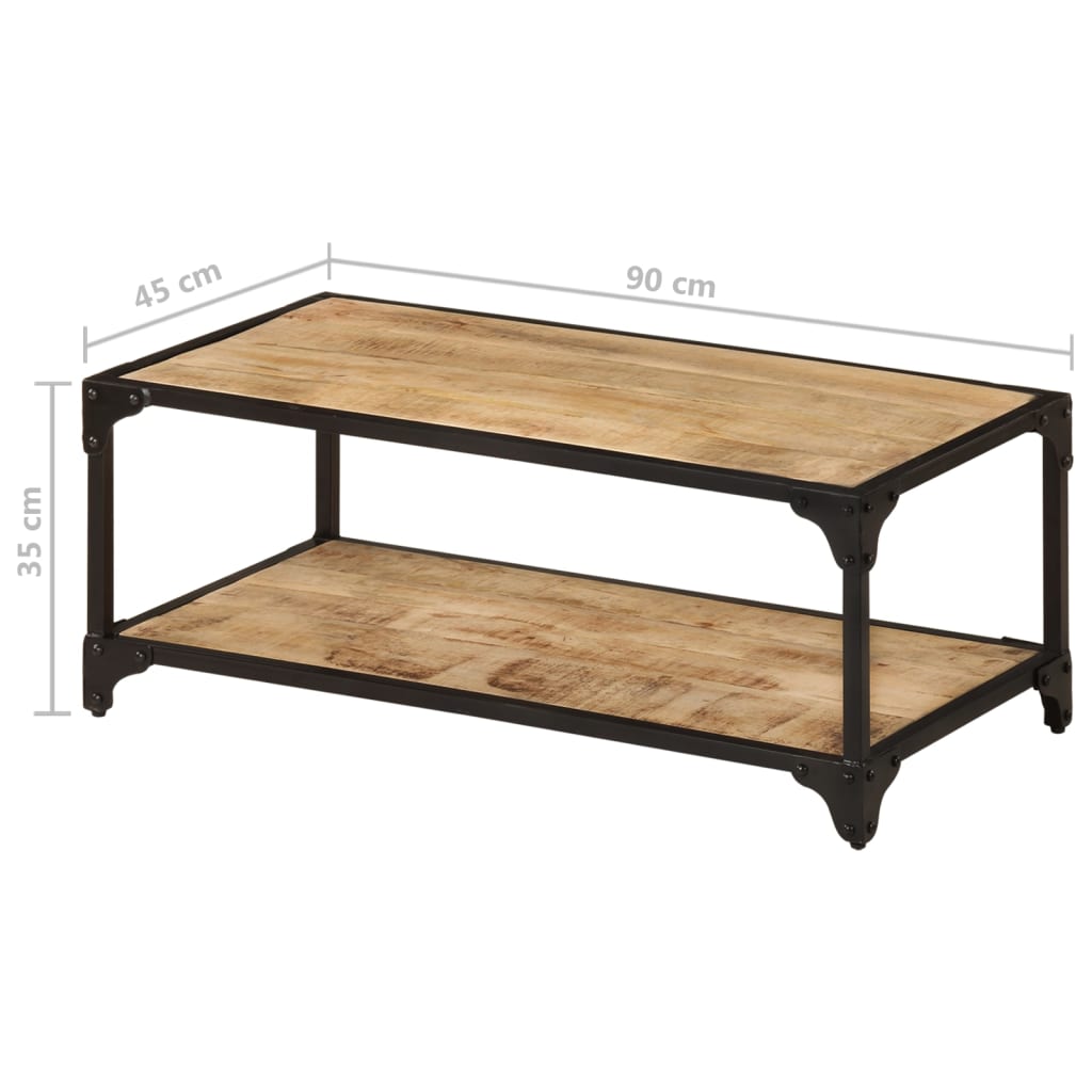 Tavolino da Salotto 90x45x35 cm Legno Massello di Mango Grezzo | homemem39