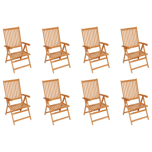 Sedie Reclinabili da Giardino con Cuscini 8 pz Massello di Teak - homemem39