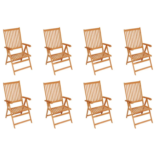 Sedie Reclinabili da Giardino con Cuscini 8 pz Massello di Teak - homemem39