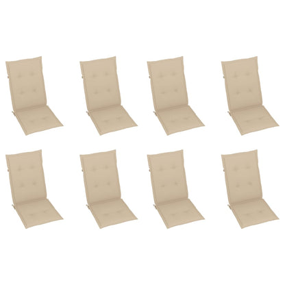 Sedie Reclinabili da Giardino con Cuscini 8 pz Massello di Teak - homemem39