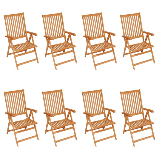 Sedie Reclinabili da Giardino con Cuscini 8 pz Massello di Teak - homemem39