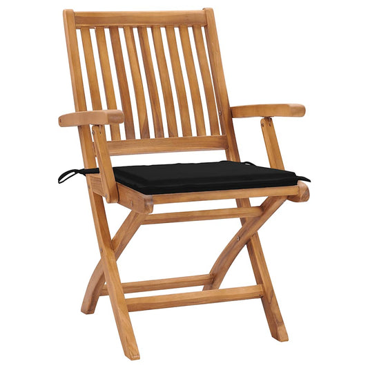 Sedie da Giardino Pieghevoli con Cuscini 8 pz Massello di Teak
