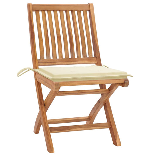 Sedie da Giardino Pieghevoli con Cuscini 4 pz Massello di Teak