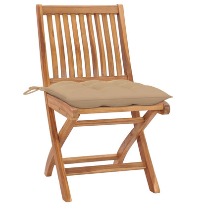 Sedie da Giardino Pieghevoli con Cuscini 4 pz Massello di Teak | homemem39
