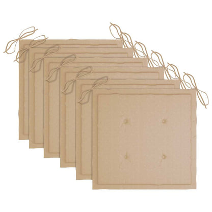 Sedie da Giardino Pieghevoli con Cuscini 6 pz Massello di Teak