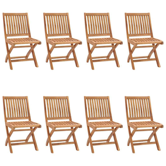 Sedie da Giardino Pieghevoli con Cuscini 8 pz Massello di Teak