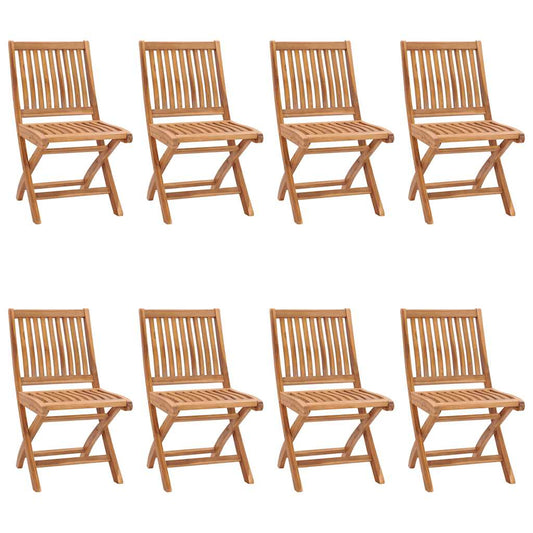Sedie da Giardino Pieghevoli con Cuscini 8 pz Massello di Teak