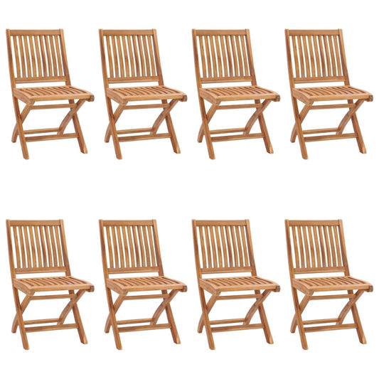Sedie da Giardino Pieghevoli con Cuscini 8 pz Massello di Teak