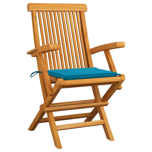 Sedie da Giardino con Cuscini Blu 8 pz Legno Massello di Teak