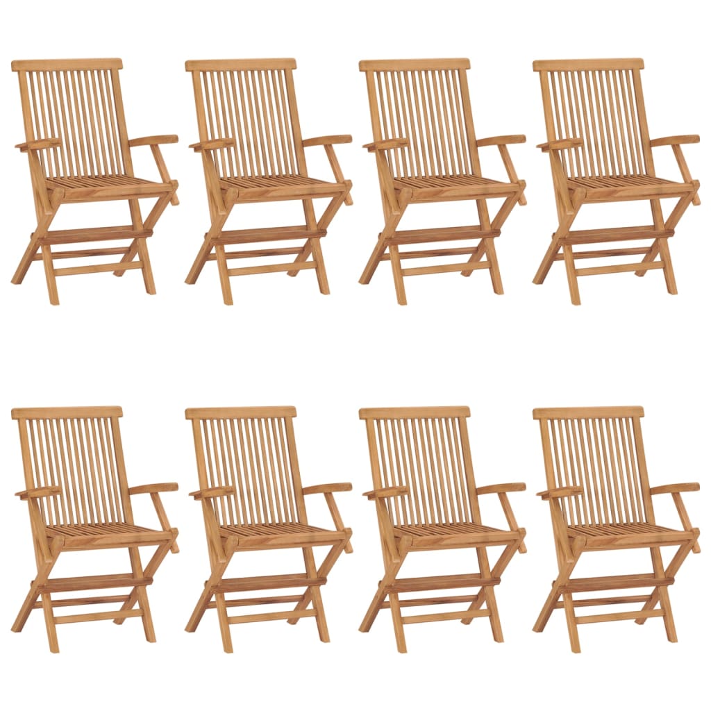 Sedie Giardino con Cuscini Bianco Crema 8pz Legno Massello Teak - homemem39