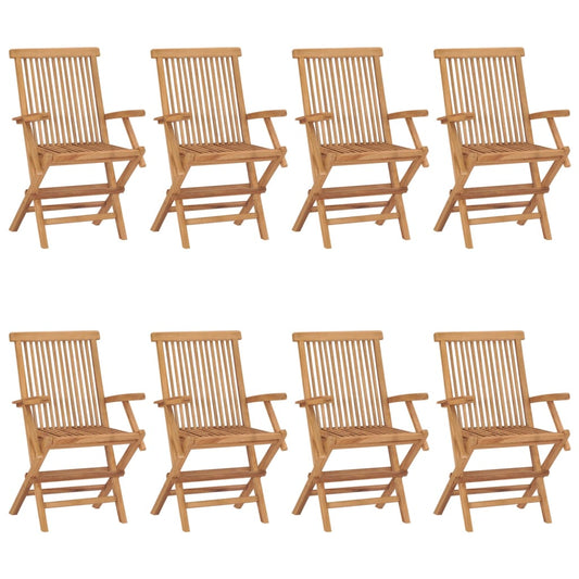 Sedie Giardino con Cuscini Bianco Crema 8pz Legno Massello Teak - homemem39