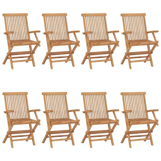 Sedie Giardino con Cuscini Verde Chiaro 8pz Legno Massello Teak