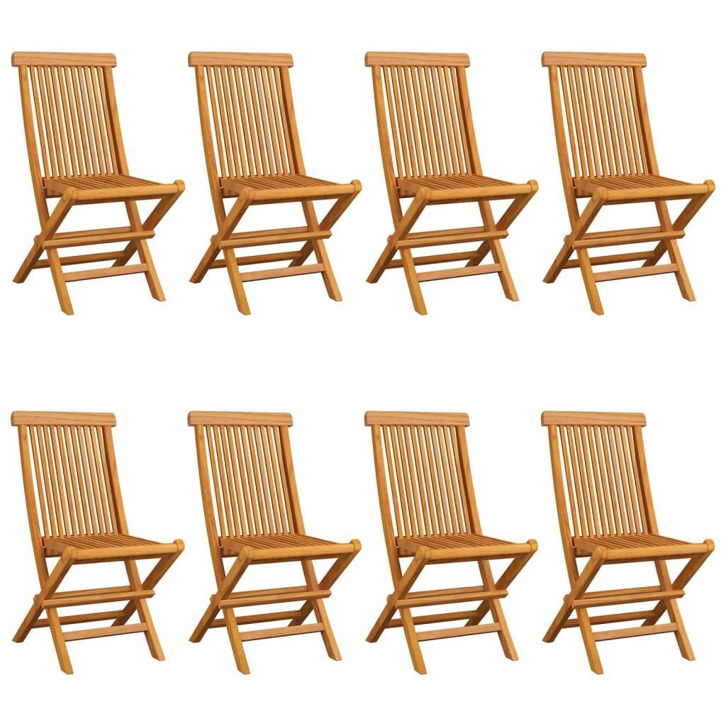 Sedie da Giardino e Cuscini Bianco Crema 8 pz Massello di Teak