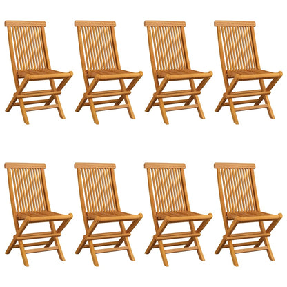 Sedie da Giardino e Cuscini Bianco Crema 8 pz Massello di Teak