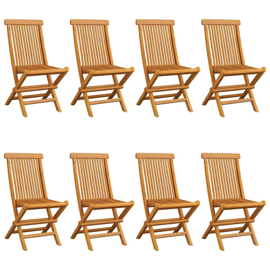 Sedie da Giardino e Cuscini Bianco Crema 8 pz Massello di Teak