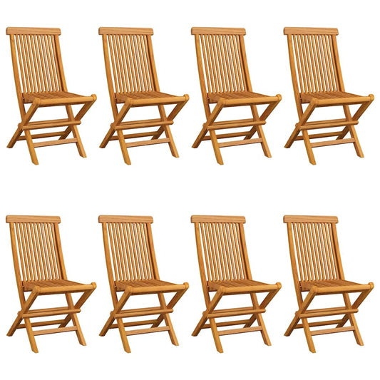 Sedie Pieghevoli con Cuscini Rosso Vino 8 pz Massello di Teak