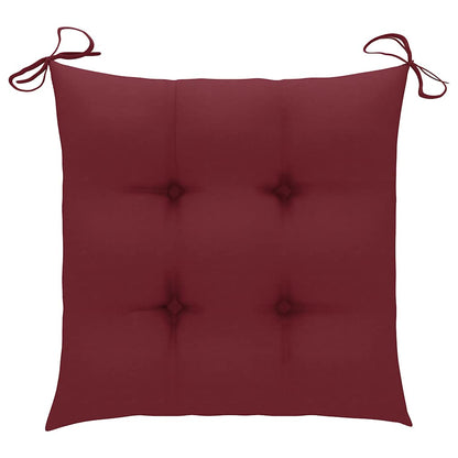 Sedie Pieghevoli con Cuscini Rosso Vino 8 pz Massello di Teak