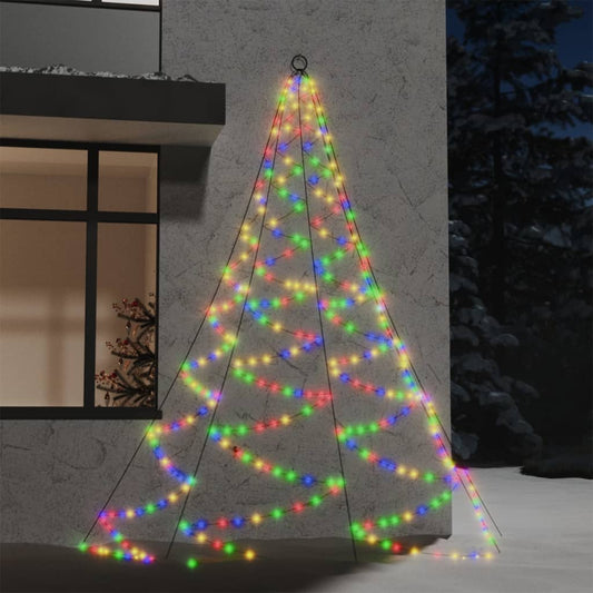 Albero da Parete con Gancio Metallico 260 LED Multicolore 3 m