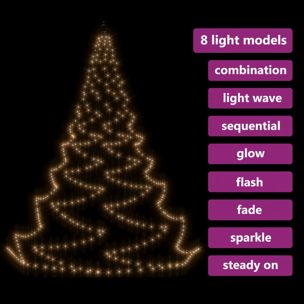 Albero da Parete con Gancio Metallico 720 LED Bianco Caldo 5 m - homemem39