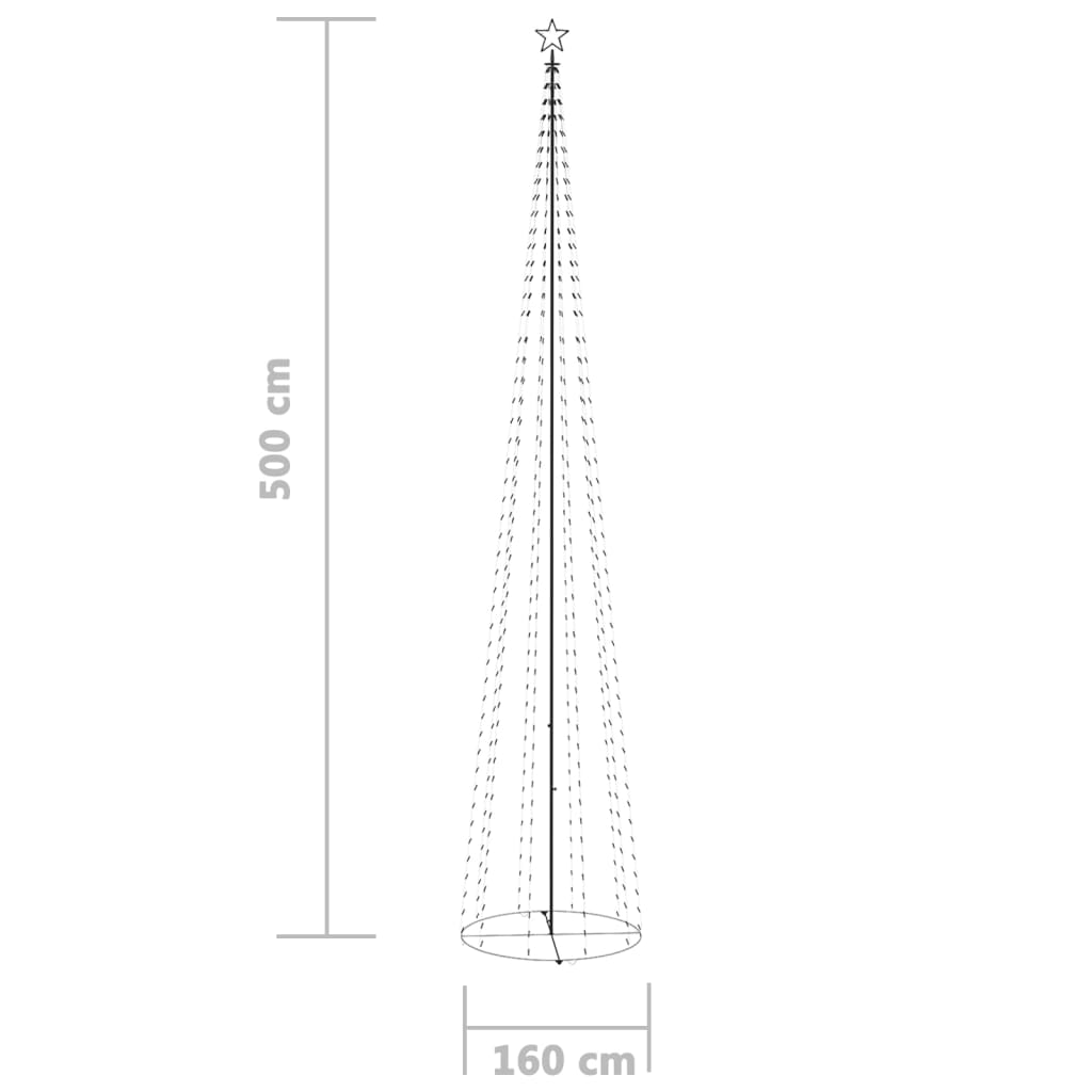 Albero di Natale a Cono con 752 LED Bianco Caldo 160x500 cm