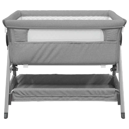 Lettino per Bambini con Materasso Grigio Chiaro Tessuto di Lino - homemem39