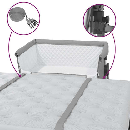 Lettino per Bambini con Materasso Grigio Chiaro Tessuto di Lino - homemem39