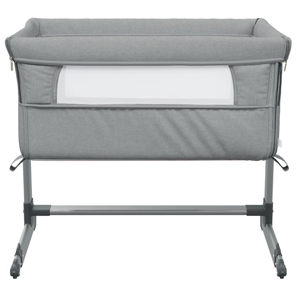 Lettino per Bambini con Materasso Grigio Chiaro Tessuto di Lino - homemem39