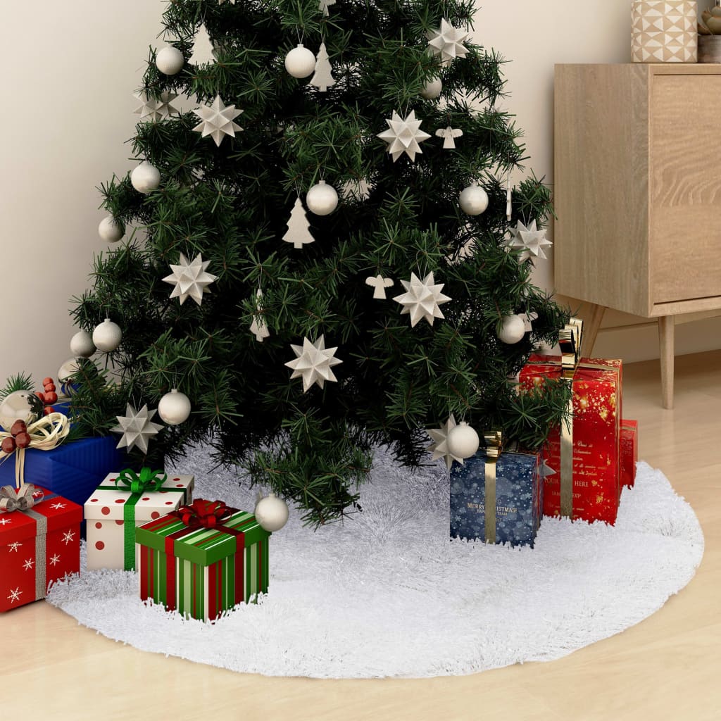 Gonna per albero di Natale bianca 122 cm in pelliccia sintetica
