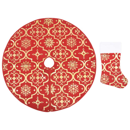 Gonna Albero Natale Raffinata con Calza Rosso Tessuto 90 cm | homemem39