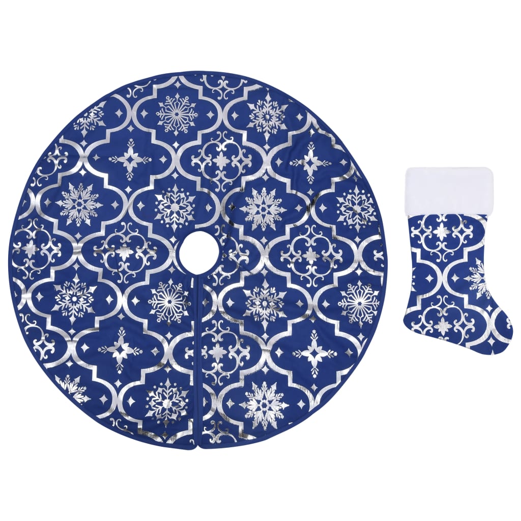 Gonna Albero Natale Raffinata con Calza Blu in Tessuto 90 cm - homemem39
