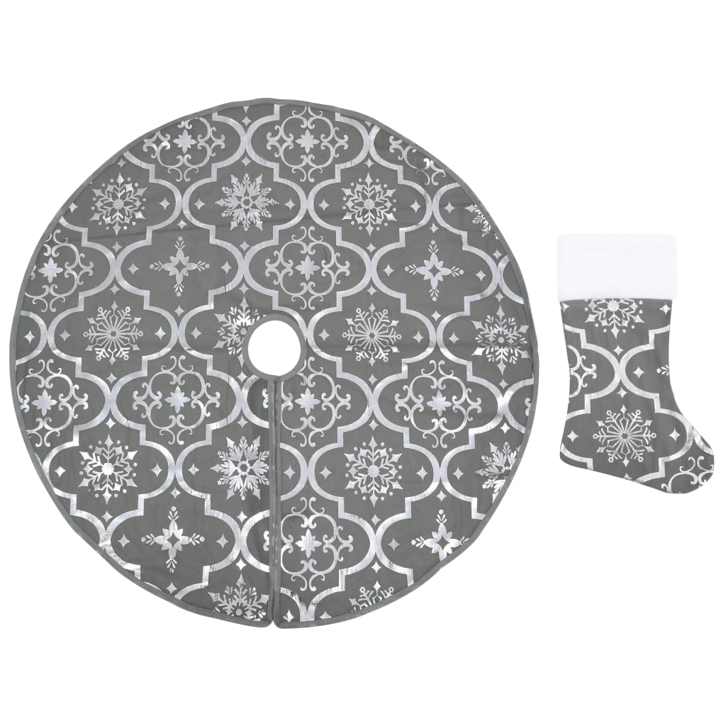 Gonna Albero Natale Raffinata con Calza Grigia in Tessuto 90 cm | homemem39