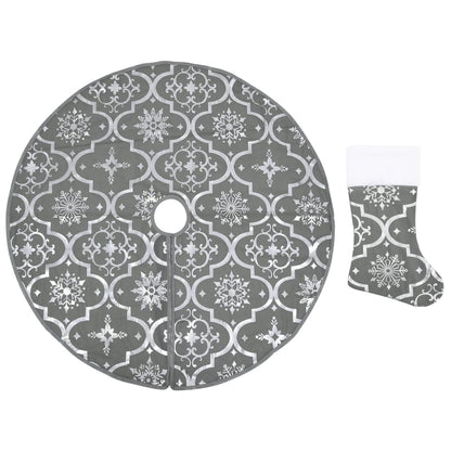 Gonna Albero Natale Raffinata con Calza Grigia in Tessuto 90 cm | homemem39