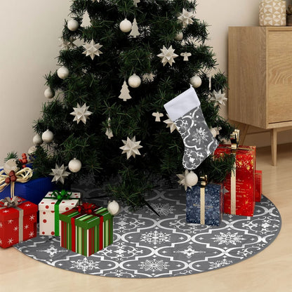 Gonna Albero Natale Raffinata con Calza Grigia in Tessuto 90 cm | homemem39
