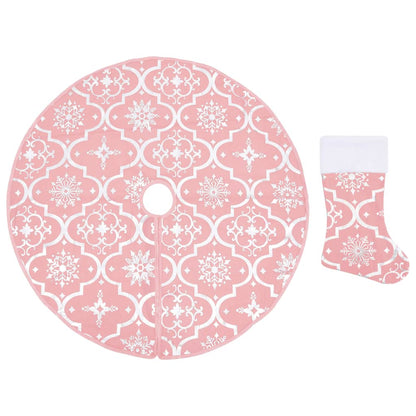 Gonna Albero Natale Raffinata con Calza Rosa Tessuto 150 cm - homemem39