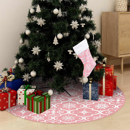 Gonna Albero Natale Raffinata con Calza Rosa Tessuto 150 cm - homemem39