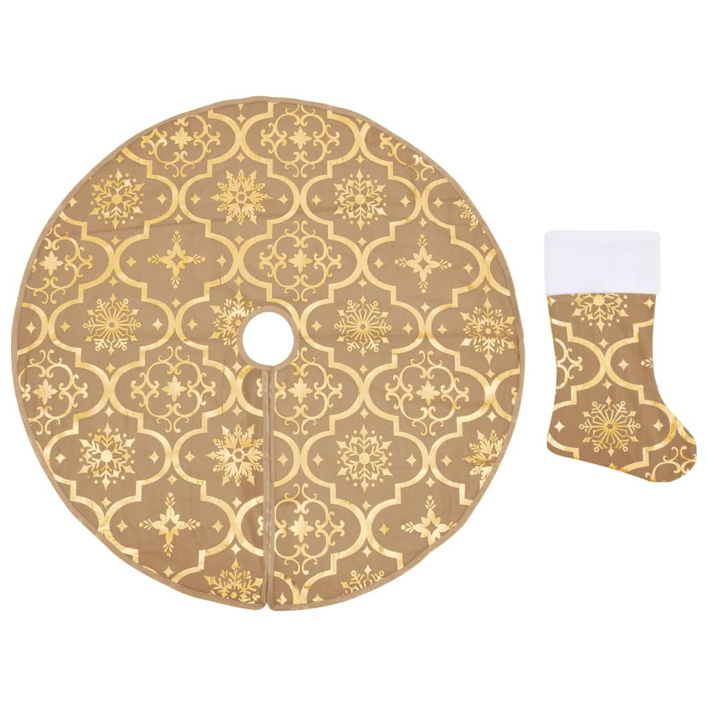 Gonna Albero Natale Raffinata con Calza Giallo Tessuto 150 cm - homemem39