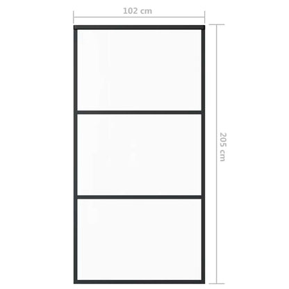 Porta Scorrevole in Vetro ESG e Alluminio 102x205 cm Nera - homemem39