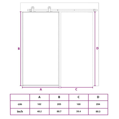 Porta Scorrevole in Vetro ESG e Alluminio 102x205 cm Nera - homemem39