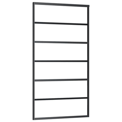Porta Scorrevole in Vetro ESG e Alluminio 102x205 cm Nera - homemem39
