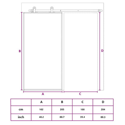 Porta Scorrevole in Vetro ESG e Alluminio 102x205 cm Nera - homemem39