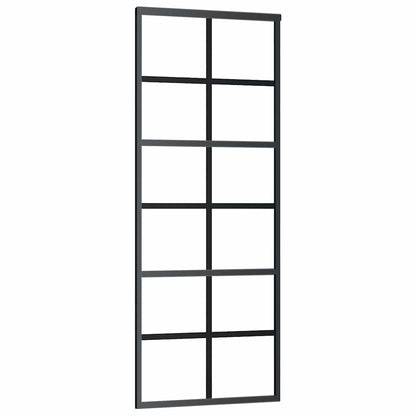 Porta Scorrevole in Vetro ESG e Alluminio 76x205 cm Nera - homemem39