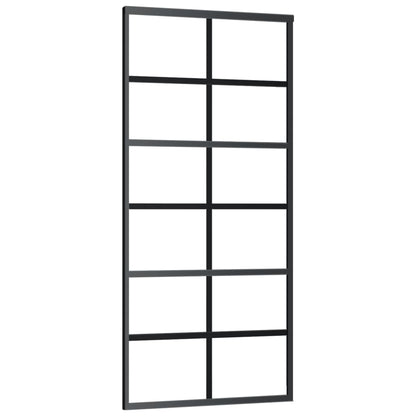 Porta Scorrevole in Vetro ESG e Alluminio 90x205 cm Nera - homemem39